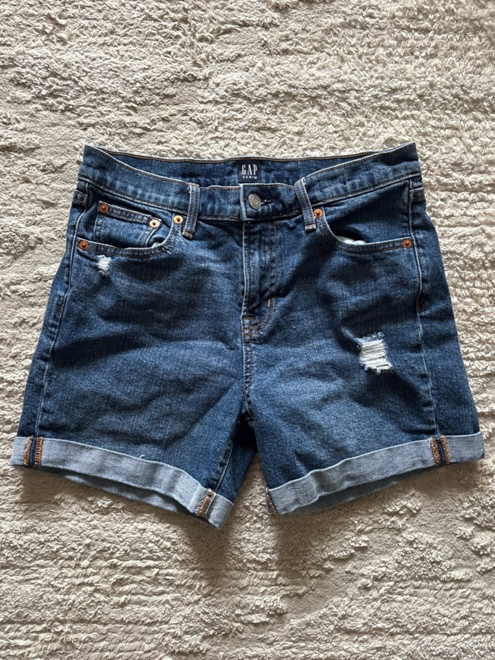 GAP Women's Dark Blue Denim Roll-Cuff Jean Shorts Size 27